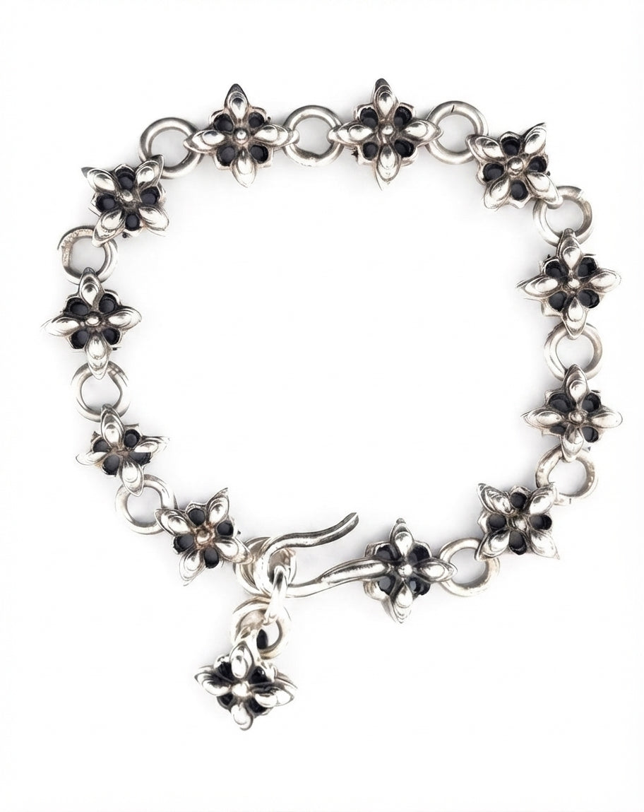 Hibiscus Bracelet sterling silver flower link bracelet