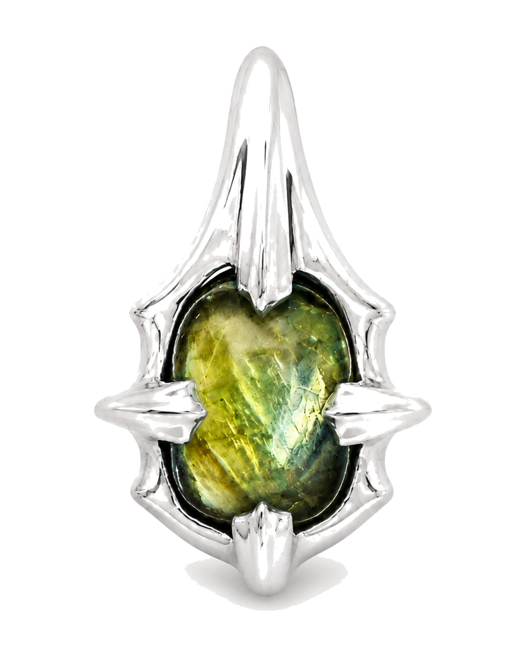 DJB / Nagual spear pendant, labradorite cabochon alternate view
