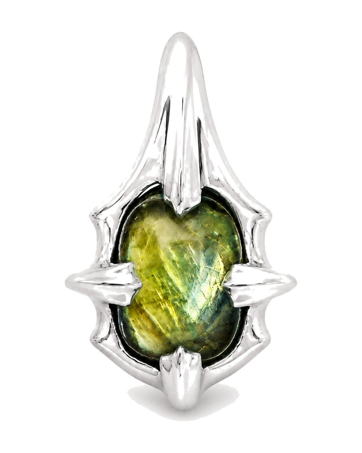 DJB / Nagual spear pendant, labradorite cabochon alternate view